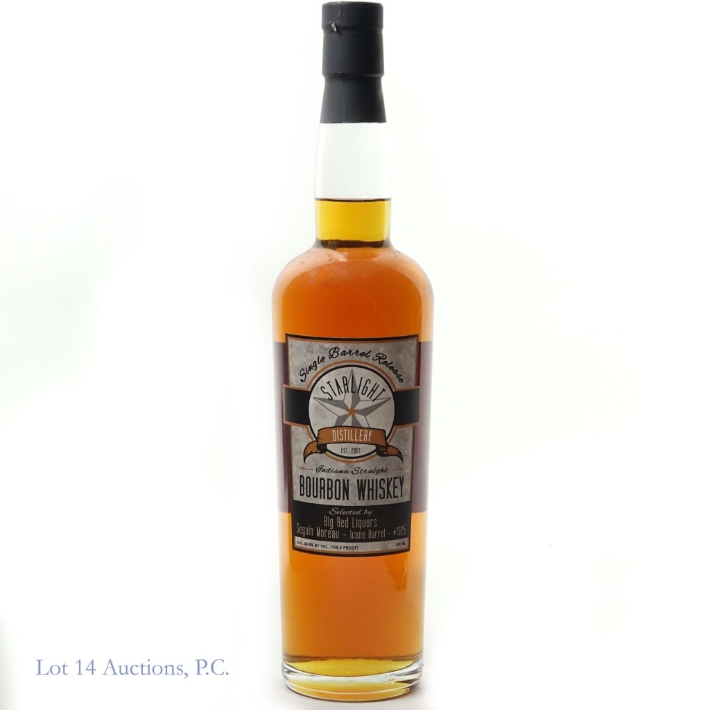Starlight Dst. Indiana Bourbon Big Red Liquor's: Pick Starlight Single Barrel Release Indiana Rye, 109.2 Proof, 750 ml, Selected by Big Red Liquors, Seguin Moreau - Icone - Barrel - #1325.