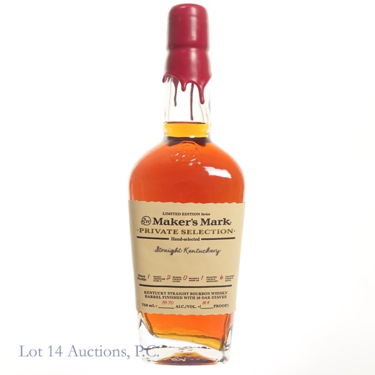 Maker's Mark Pvt Sel. Bottle Shop Pick Bourbon: Maker's Mark Kentucky Straight Bourbon Whisky, Hand Selected. Picked for Straight Kentuckery. 111.4 proof, 750ml.
