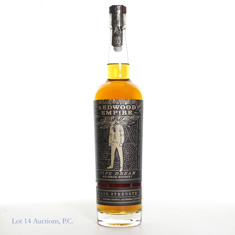 Redwood Empire Pipe Dream Cask Strength Bourbon: Redwood Empire Pipe Dream Cask Strength Bourbon, 115.8 Proof, 750 ml, Aged: at least 4 years.