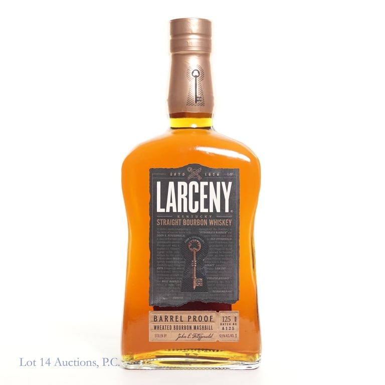 Larceny Barrel Proof Wheated Bourbon: Larceny Barrel Proof Wheated Bourbon, 125 Proof, 750 ml, Batch #A125.