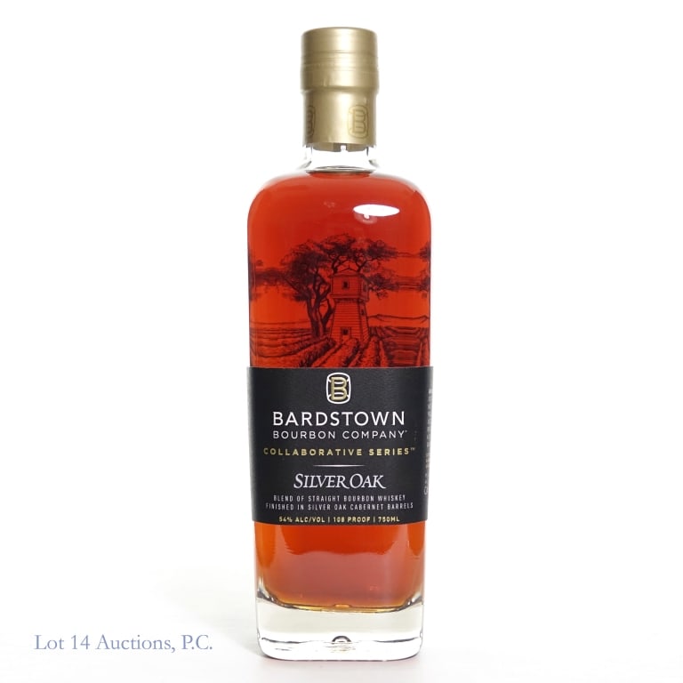 Bardstown Bourbon Collaborative Silver Oak: Bardstown Bourbon Co. Collaborative Series Silver Oak. Blend of straight bourbon whiskey finished in Silver Oak Cabernet barrels. 108 proof, 750 ml.