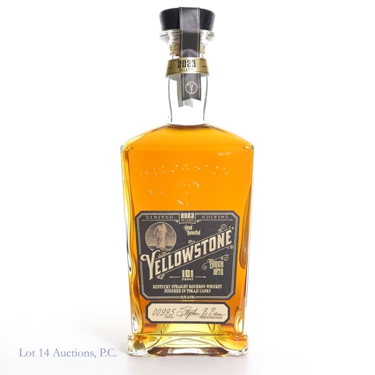 Yellowstone Ltd. Ed. 2023 Hand-Selected Whiskey: Yellowstone limited edition 2023 hand-selected Kentucky straight bourbon whiskey. 50.5% abv, 101 proof, 750 ml. Bottle No. 00995.