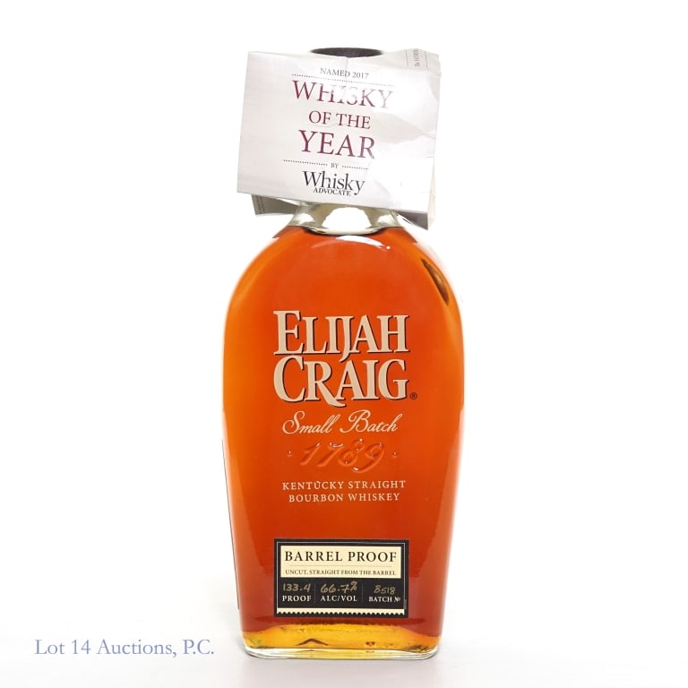 Elijah Craig Barrel Proof Bourbon (Batch B518): Elijah Craig Barrel Proof Bourbon, 133.4 Proof, 750 ml, Batch #B518, Bottled: May 2018, 12 years old.