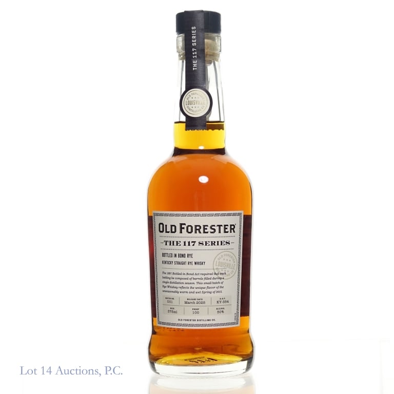 Old Forester The 117 Series Bottled in Bond Rye: Old Forester The 117 Series Bottled in Bond Kentucky Straight Rye Whiskey, 100 Proof, 375 ml, Batch #1, Released: March 2025.