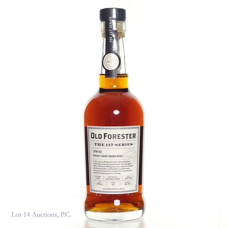 Old Forester The 117 Series: Extra Old Bourbon: Old Forester The 117 Series: Extra Old Straight Bourbon Whiskey, batch 002, released January 2025, 375ml, 93 proof.