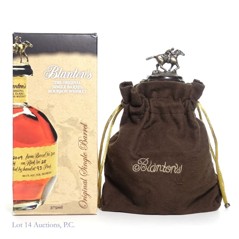 Blanton's Single Barrel 375ml Bourbon "L": 375ml bottle of Blanton's Kentucky Single Barrel Bourbon Whiskey, letter "L". Dumped 3-16-22, Warehouse H, Rick 36, barrel 21, bottle 468, 93 proof, 375ml. With neck tag, bag and bottle.