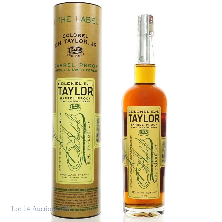 Colonel E.H. Taylor Barrel Proof Bourbon, Batch 14: Colonel E.H. Taylor Barrel Proof Bourbon, 131.1 Proof, 750 ml, Batch #14, 2025 release. Etch: L252120110:34D. Cylinder tube included.