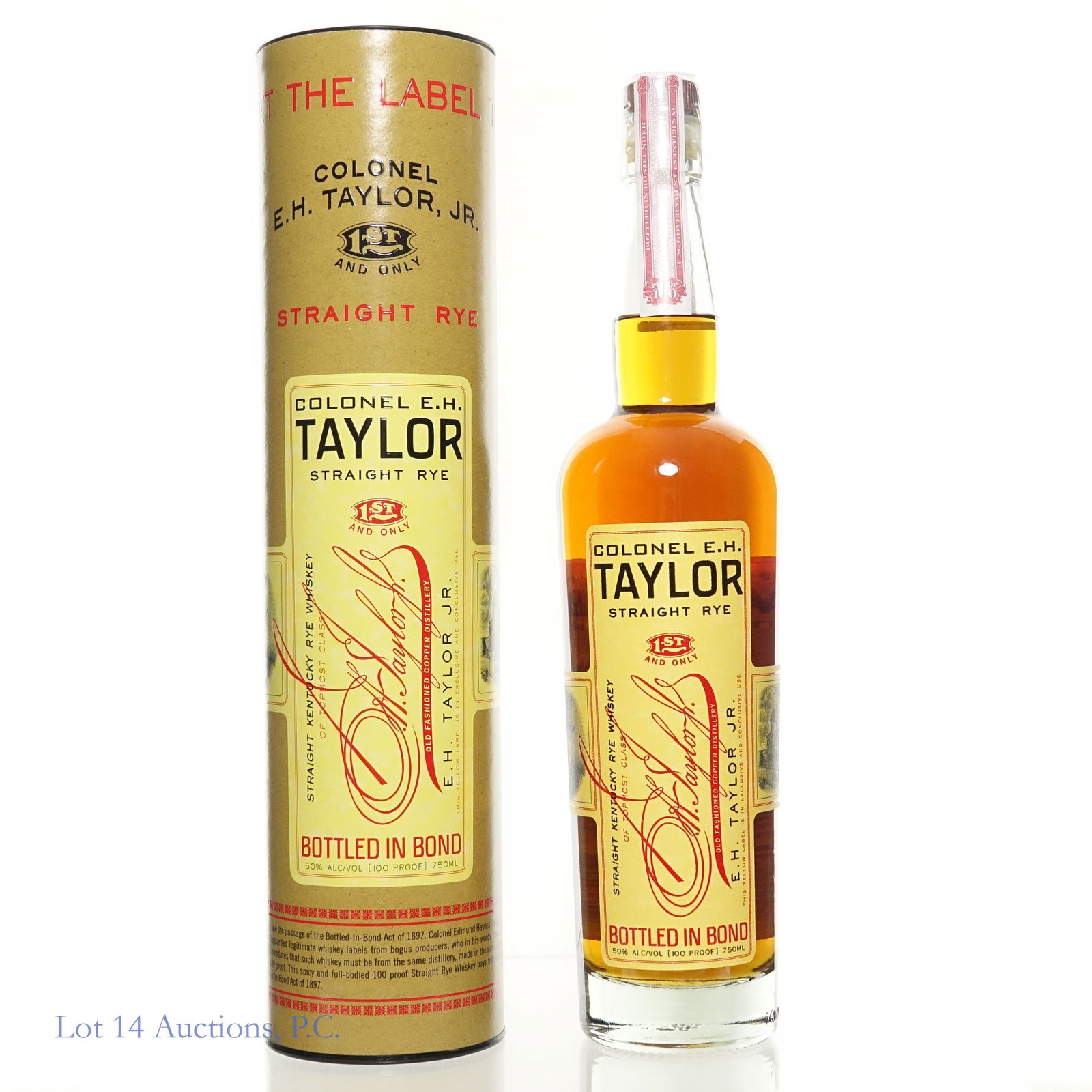 Colonel E.H. Taylor Straight Rye Whiskey (2024): Colonel E.H. Taylor Straight Rye Whiskey (2024), 100 Proof, 750 ml. Cylinder tube included. Bottle etch: L24296 Q1 12:35D.