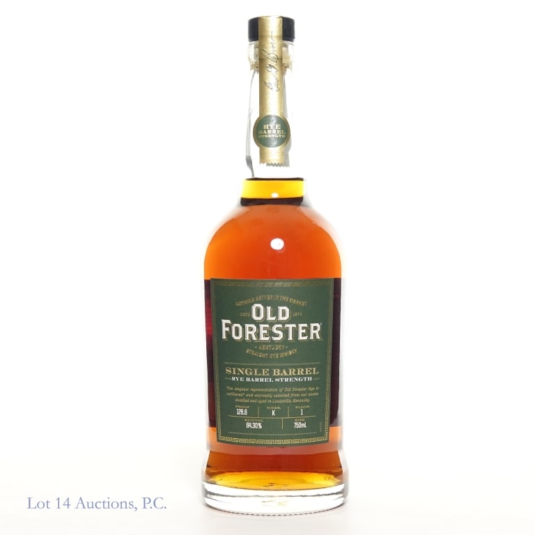 Old Forester Single Barrel Rye Barrel Strength: Old Forester Kentucky Straight Rye Whiskey, Single Barrel Rye Barrel Strength. 128.6 proof, 750ml. Warehouse K, Floor 1.