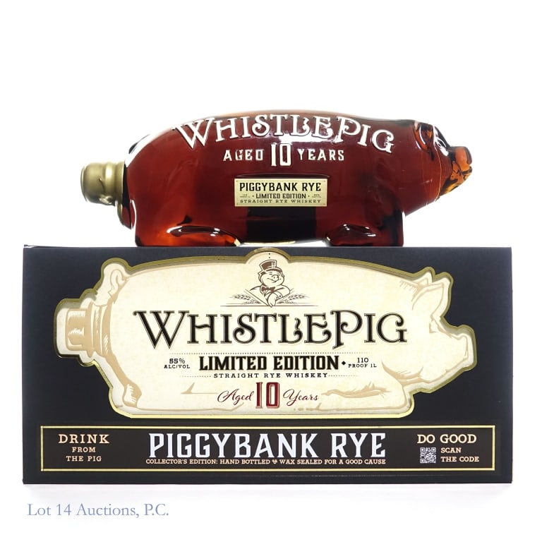 WhistlePig 10 Yr 2023 Piggybank LE Rye (1 Liter): 2023 Edition WhistlePig 10 Year Piggybank Limited Edition Rye, 110 Proof, 1 Liter, Original case included.