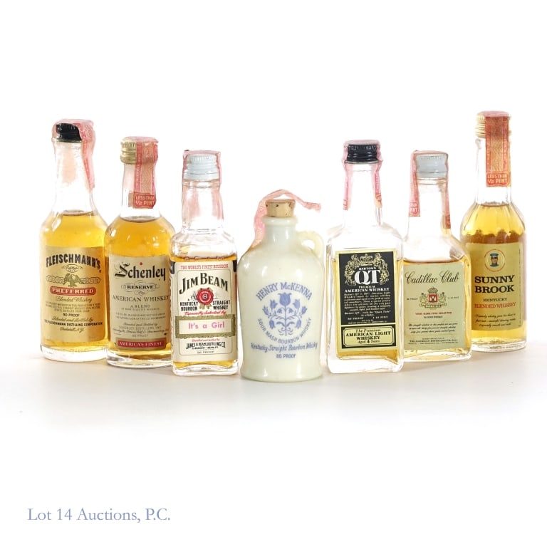 Vintage Whiskey & Bourbon Mini Bottles (7) (1 of 4)