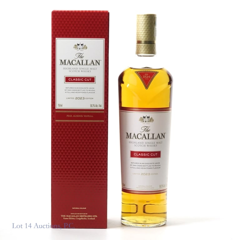 Macallan Classic Cut Single Malt Scotch LE 2023: Limited 2023 Edition The Macallan Classic Cut Highland Single Malt Scotch. 100.6 Proof, 750ml. In original box.