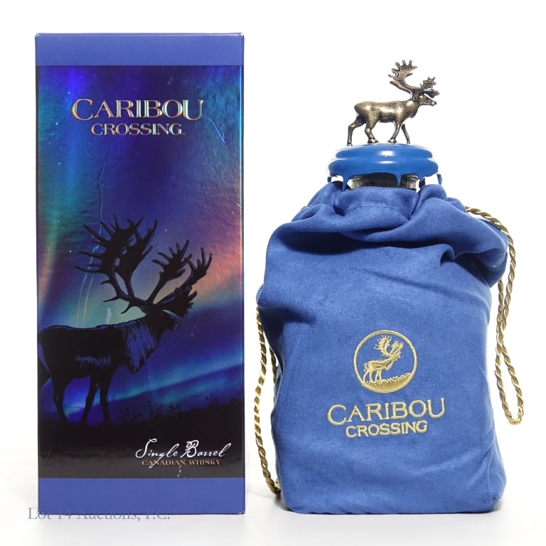 Caribou Crossing Single Barrel Canadian Whisky: Caribou Crossing Single Barrel Canadian Whisky (2023), 80 Proof, 750 ml, Bag and box included.