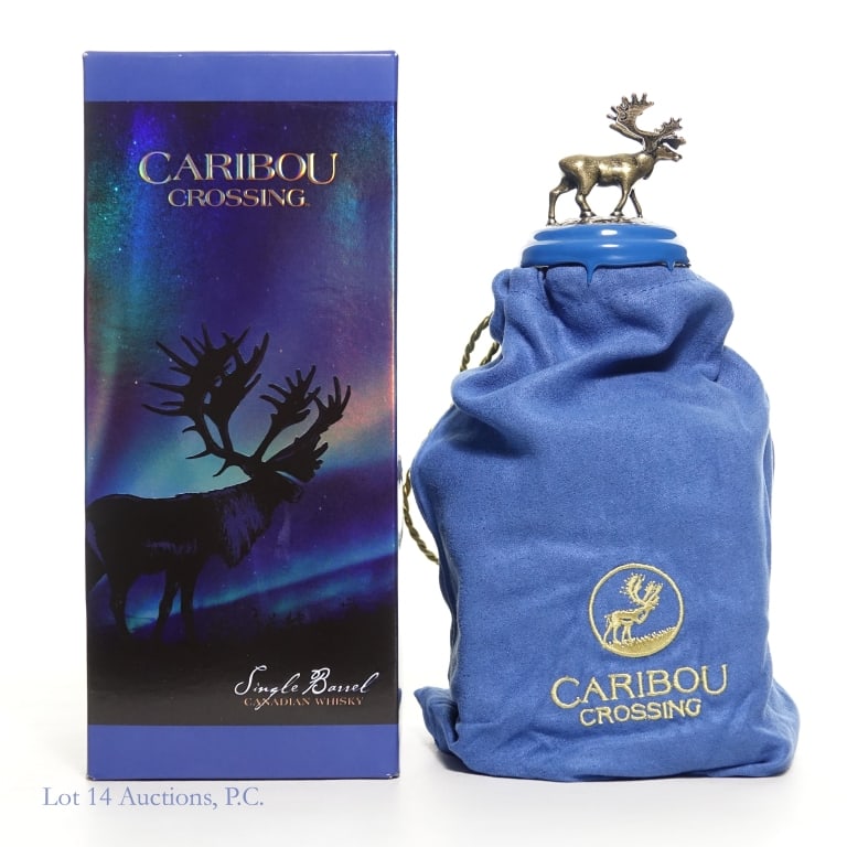 Caribou Crossing Single Barrel Canadian Whisky: Caribou Crossing Single Barrel Canadian Whisky (2023), 80 Proof, 750 ml, Bag and box included.