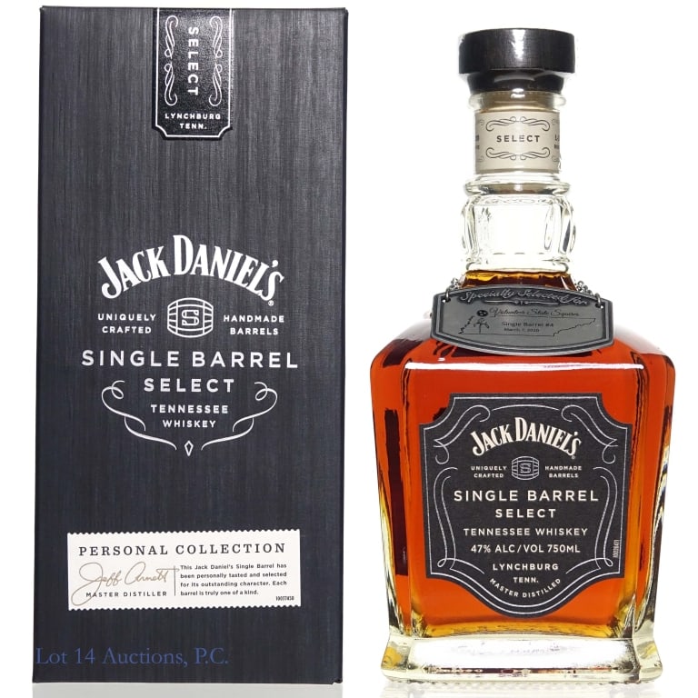 Jack Daniel's SB TN Whiskey Volunteer St Squires: Jack Daniel's Single Barrel Tennessee Whiskey (2020), Volunteer State Squires Barrel #4 Private Selection, Picked: 03-07-20, Bottled: 03-04-20, Barrel #20-01256. Bottle includes a Volunteer