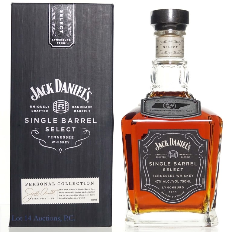 Jack Daniel's SB TN Whiskey Volunteer St Squires: Jack Daniel's Single Barrel Tennessee Whiskey (2018), 94 Proof, 750 ml, Volunteer State Squires Commemorative Barrel #1 Private Selection, Bottled: 2-2-18, Barrel #18-0858, Jeff Arnett, Master Distill