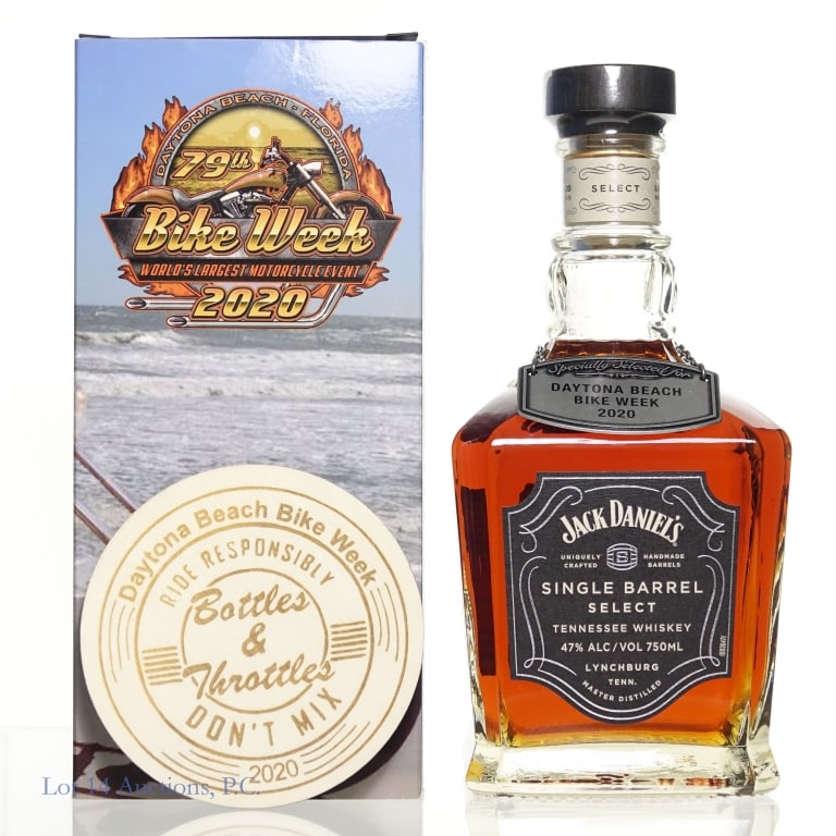 Jack Daniel's SB Tenn. Whiskey Bike Week Pick: Jack Daniel's Single Barrel Tennessee Whiskey (2020), 94 Proof, 750 ml, Daytona Beach Bike Week 2020 Private Selection, Bottled: 3-10-20, Barrel #20-01418, "Daytona Beach Bike Week 2020, Bottles