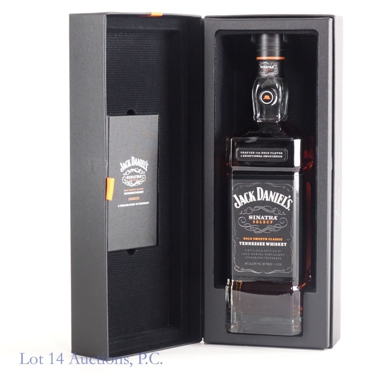 Jack Daniel's Sinatra Select Tennessee Whiskey: Jack Daniel's Sinatra Select Tennessee Whiskey, 90 Proof, 1 Liter. Original presentation box with book detailing the friendship between the Old No. 7 and old Blue Eyes - the Chairman of the Board, Fra