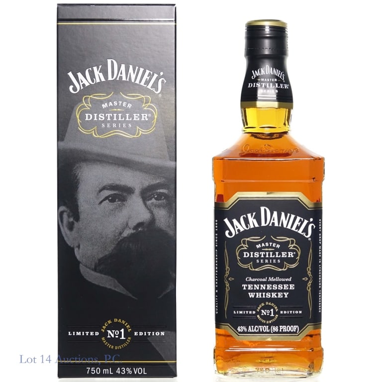 Jack Daniel's Master Distiller Series 1 Whiskey: Jack Daniel's Master Distiller Series 1 Tennessee Whiskey, 86 Proof, 750 ml, Master Distiller Jasper Newton "Jack" Daniel, 1866-1911. Bottle #BF4937. Original box included.