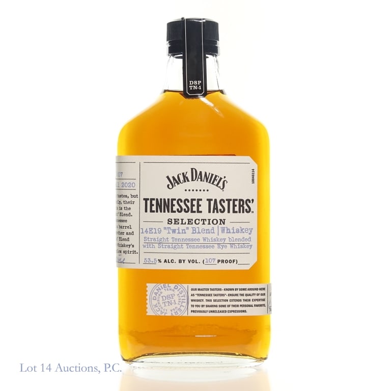 Jack Daniel's TN Tasters 14E19 Twin Blend Whiskey: Jack Daniel's Tennessee Tasters' 14E19 Twin Blend Tennessee Whiskey, 107 Proof, 375 ml, Selection #7, Released: Fall 2020.