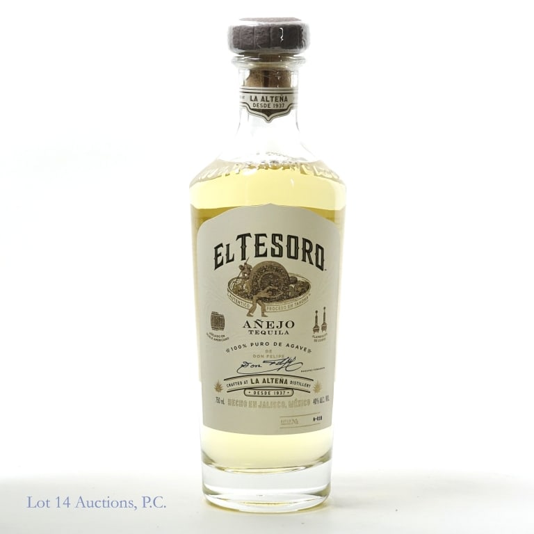 El Tesoro Anejo Tequila: El Tesoro Anejo Tequila 2024. NOM 1139. Batch No A-018. 80 Proof, 750ml.