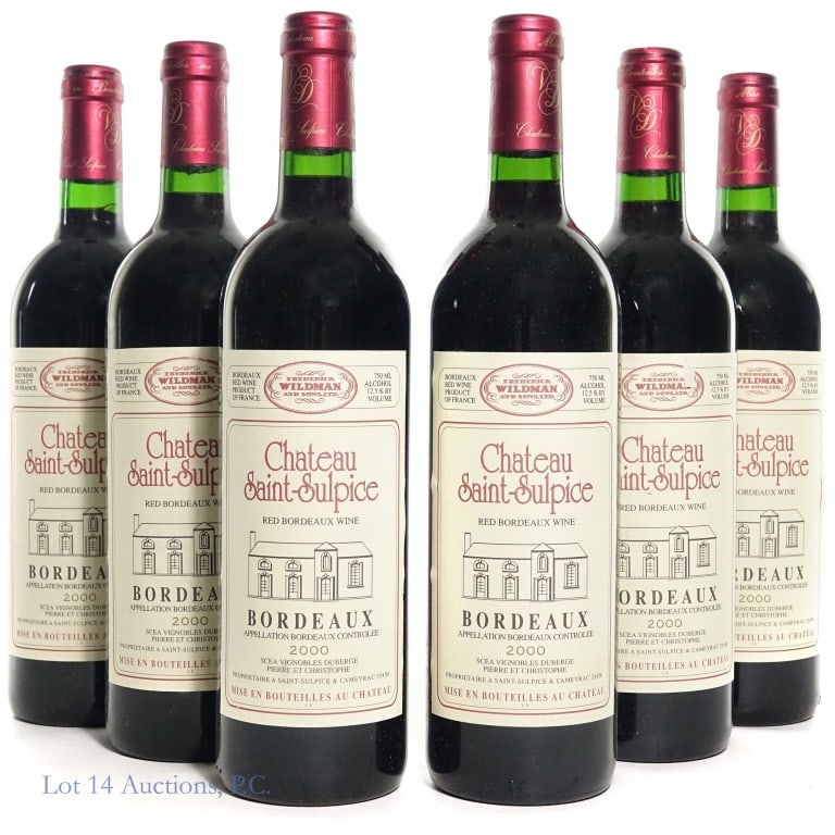 2000 Chateau Saint-Sulpice Bordeaux (6): 2000 Chateau Saint-Sulpice, Bordeaux, France, 12.5% ABV, 750ml.