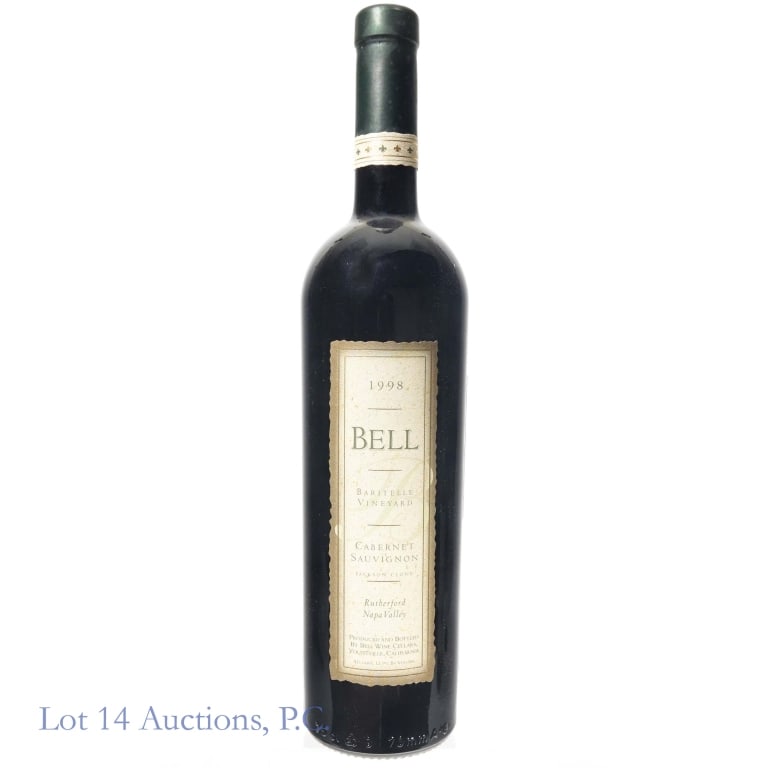 1998 Bell Cellars Baritelle Cabernet Sauvignon: 1998 Bell Wine Cellars Baritelle Vineyard Cabernet Sauvignon, Rutherford, Napa Valley, 13.9% ABV, 750ml.