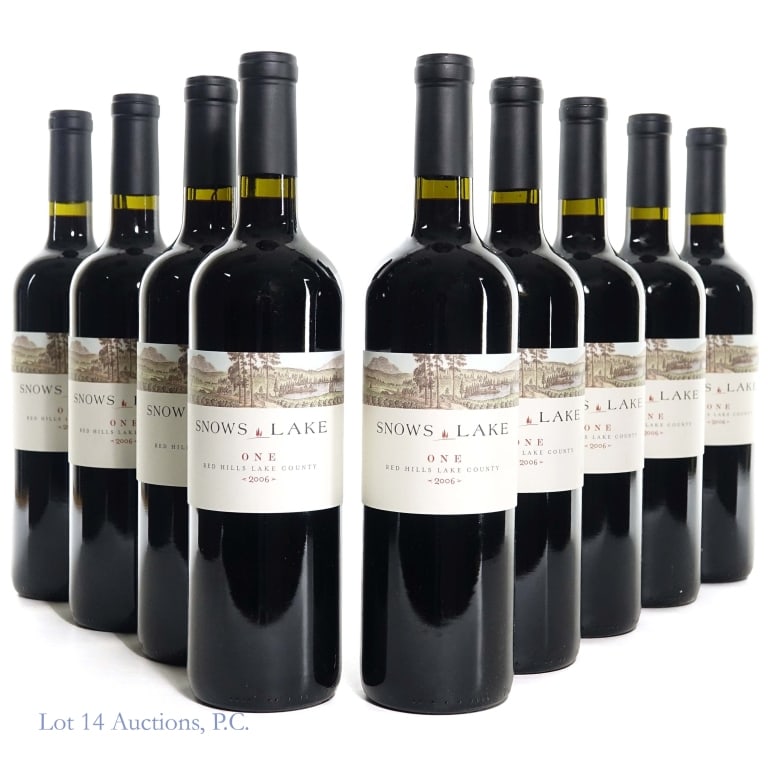 2006 Snows Lake One Red, Red Hills Lake County (9): Nine (9) bottles 2006 Snows Lake One Red, Red Hills Lake County, California, 15.2% ABV, 750ml.
