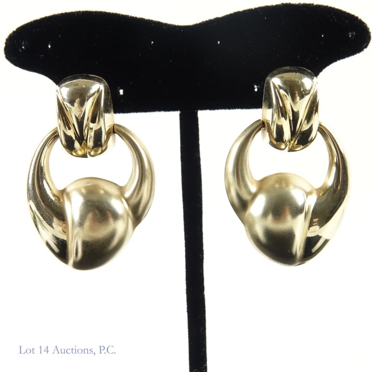 14k Y. Gold Lever Back Designer Bassani Earrings (1 of 5)