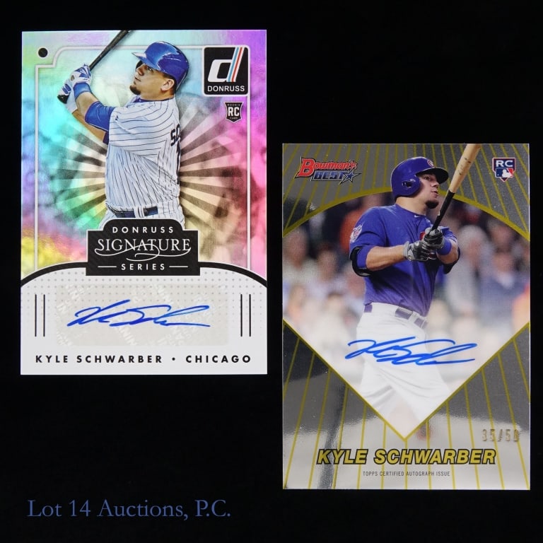 Kyle Schwarber Rookie Auto Cards (2): Two (2) Cubs Kyle Schwarber rookie auto cards. One is #35/50.