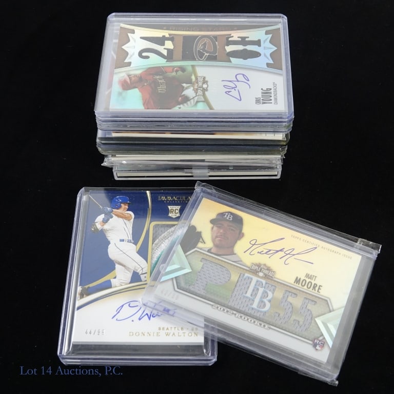 Baseball Auto Cards, Most Jersey And Numbered (18): Eighteen (18) baseball auto cards, ten (10) of them jersey, ten (10) numbered. See photos for details and selection.