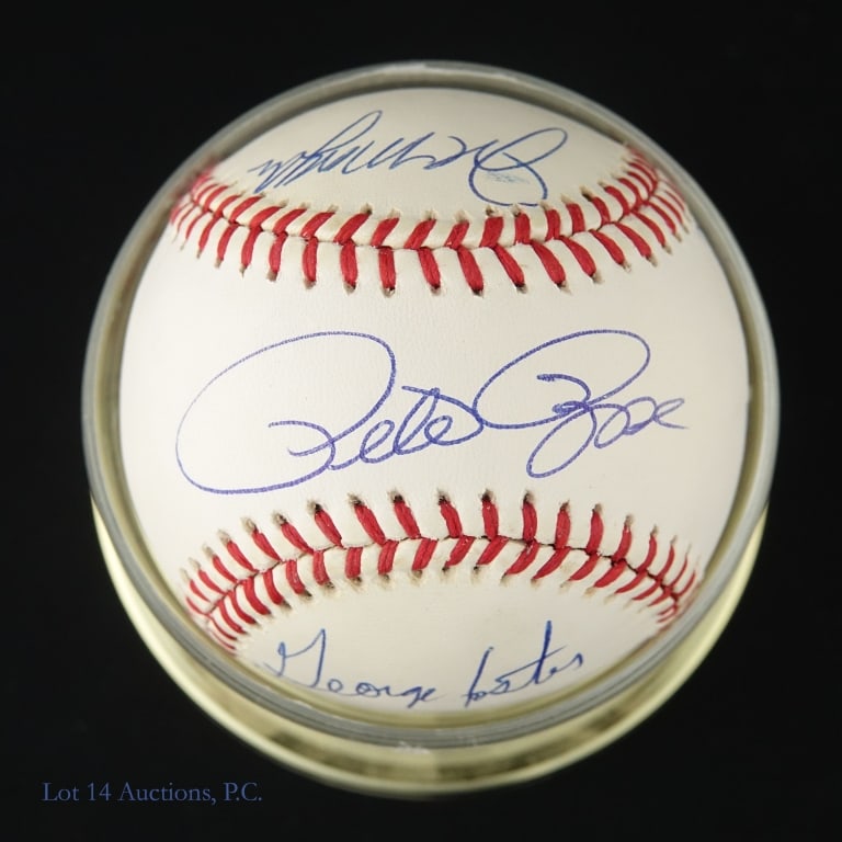"Big Red Machine" (5) Signed Baseball: *** This lot is sold "as is" with no COAs or guarantees. *** William D. White ONL baseball signed by five members of the 1970s Cincinnati Reds "Big Red Machine" dynasty: Pete Rose has signed on