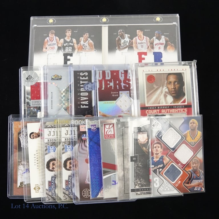Basketball Auto And / Or Jersey Cards (16): Sixteen (16) basketball cards, nine (9) of them auto, nine (9) are jersey. See photos for details and selection.
