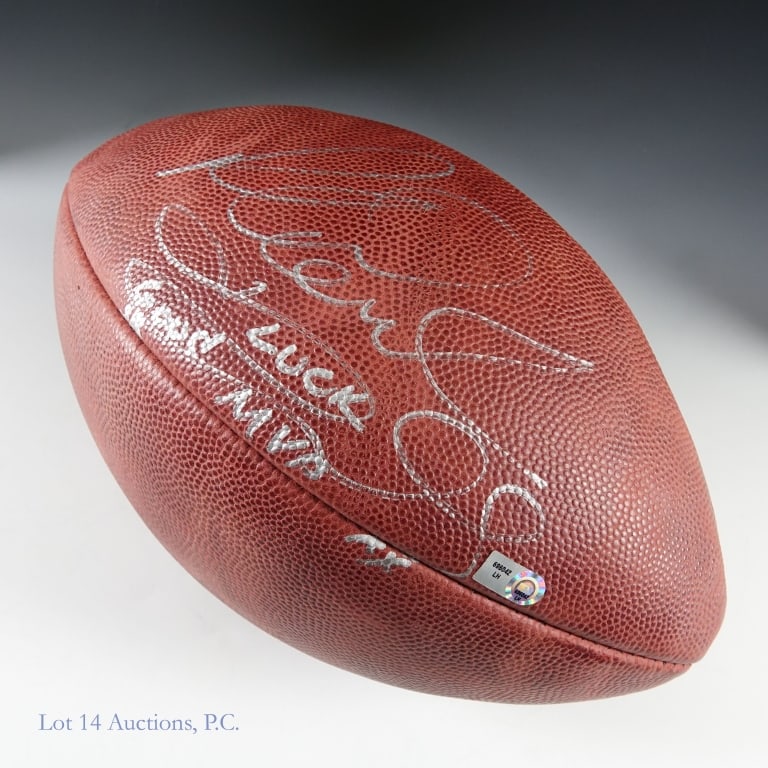 Richard Dent Signed Football (MLB Authenticated)*: *** NOTE: The display case can be picked up locally, but will NOT be shipped. *** Wilson "The Duke" NFL football signed by Richard Dent, and inscribed "Good luck MVP SB XX". Major League
