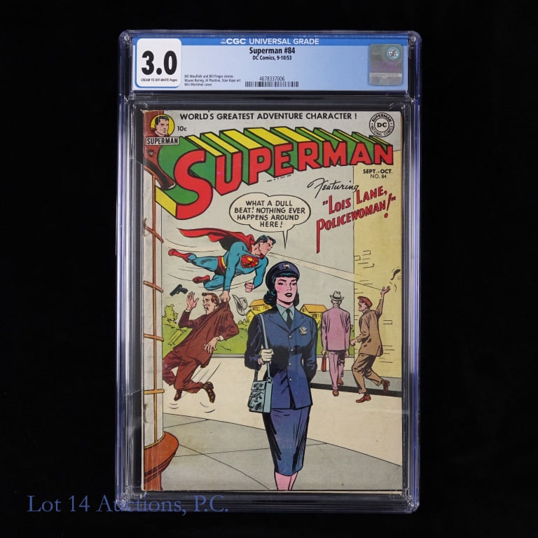 1953 Superman #84, CGC Graded 3.0, DC: Superman #84, CGC Graded 3.0, DC. CGC graded 3.0 copy of Superman #84. September / October, 1953. Cream to off-white pages. Case little to no wear and tear. See photos for more details on