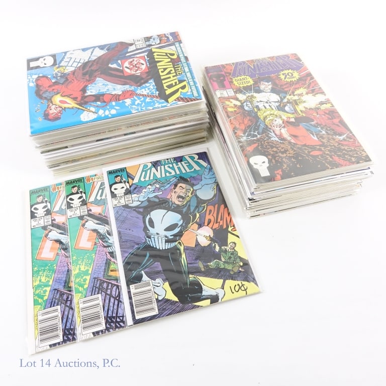 The Punisher, Key Issues, MARVEL (+70): The Punisher, Key Issues, MARVEL (+70). Collection of over 70 The Punisher comic books with multiple Key Issues. Key Issues included: #1 (2 copies) - First ongoing solo Punisher series; #4 -