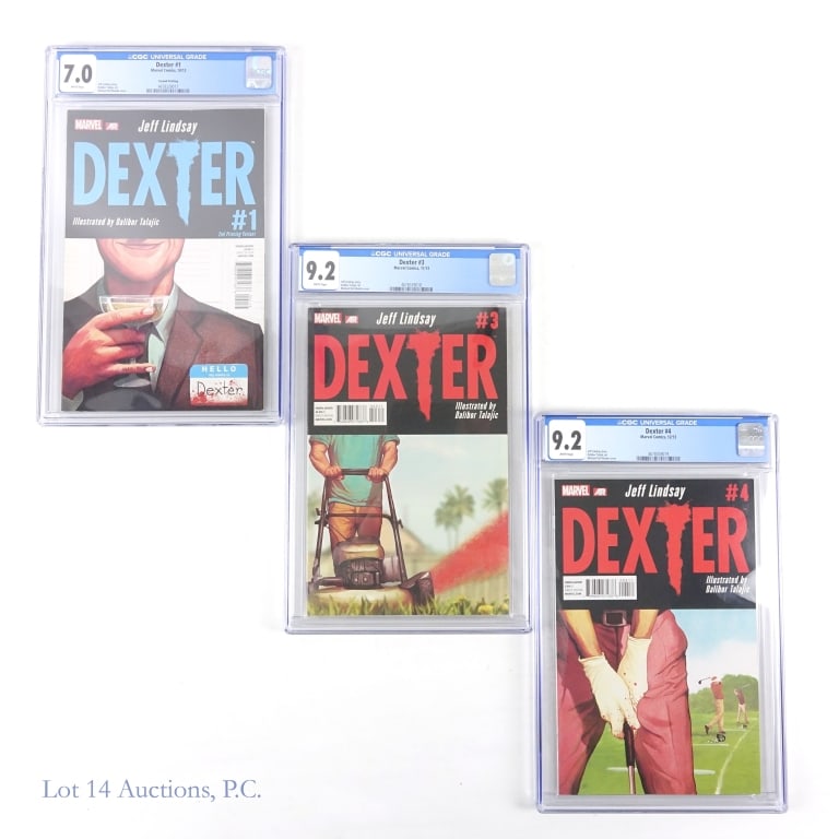 CGC Graded Dexter #1, 3, 4, Key Issue, MARVEL (3): CGC Graded Dexter #1, 3 & 4 , Key Issue, MARVEL (3). CGC graded issues #1, 3 and 4 of Dexter from Marvel Comics including a Key Issue. #1 (7.0), Second Printing, Key - Five-issue limited series