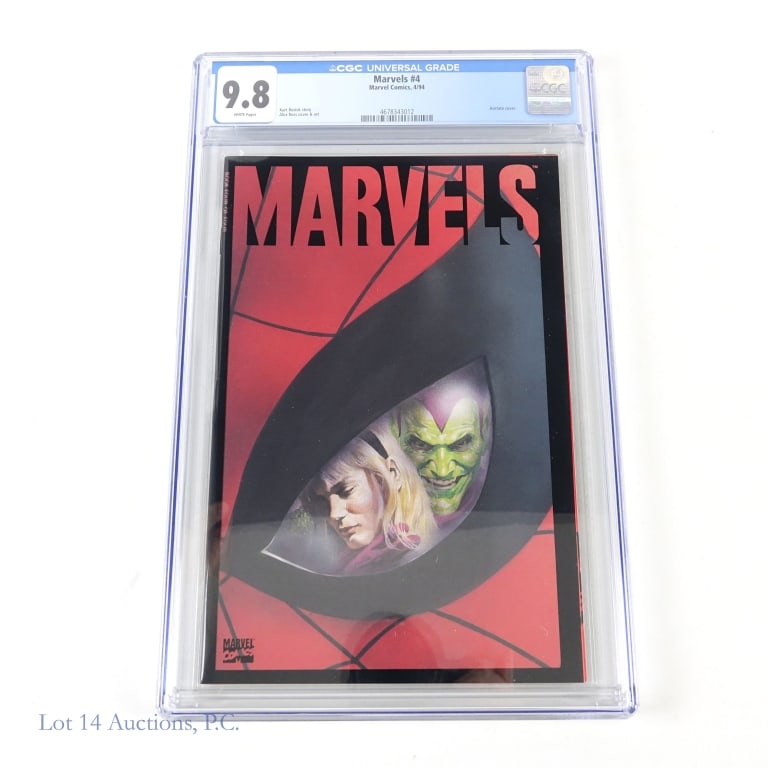 CGC 9.8 Marvels #4, Key Issue. MARVEL: CGC 9.8 Marvels #4, Key Issue. MARVEL. 9.8 CGC graded Marvels #4 (Key - Iconic cover art by Alex Ross). Case appears unharmed. See photos for more details on condition and content.