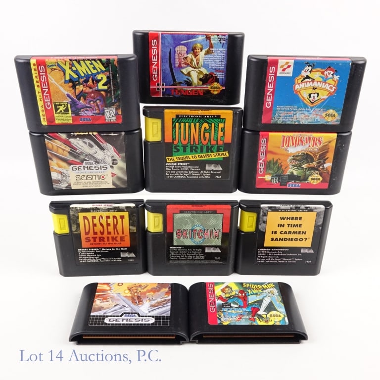 Sega Genesis Games (11): Eleven (11) Sega Genesis games - Seismic, Herzog Zwei, X-Men 2, Spider-Man Vs. X-Men, Prince Of Persia, Animaniacs, Dinosaurs For Hire, Where In Time Is Carmen Sandiego, Desert Strike, 