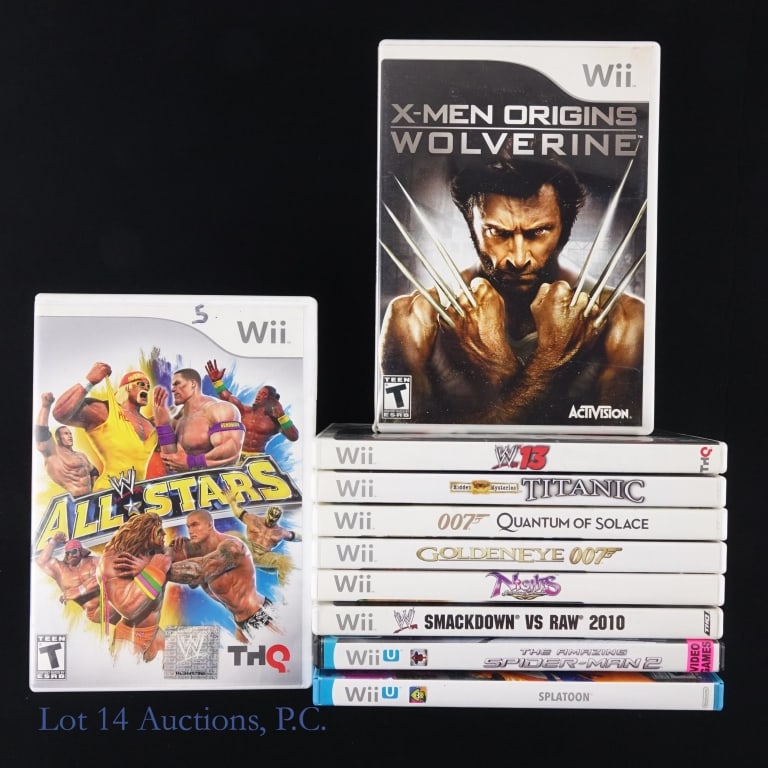 Nintendo Wii Complete Games (10): Ten (10) Nintendo Wii in original cases, 7 with and 3 without booklets - GoldenEye 007, Quantum Of Solace 007, Hidden Mysteries Titanic, WWE 13, WWE All Stars, WWE Smackdown Vs. RAW 2010, Nights Journ