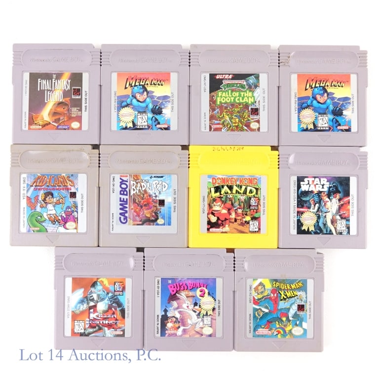 Game Boy Games Variety Lot (11): Eleven (11) Game Boy game cartridges - Donkey Kong Land, The Final Fantasy Legend, Star Wars, Kid Icarus Of Myths And Monsters, Spider - Man X - Men, Killer Instinct, Skate Or Die Bad N