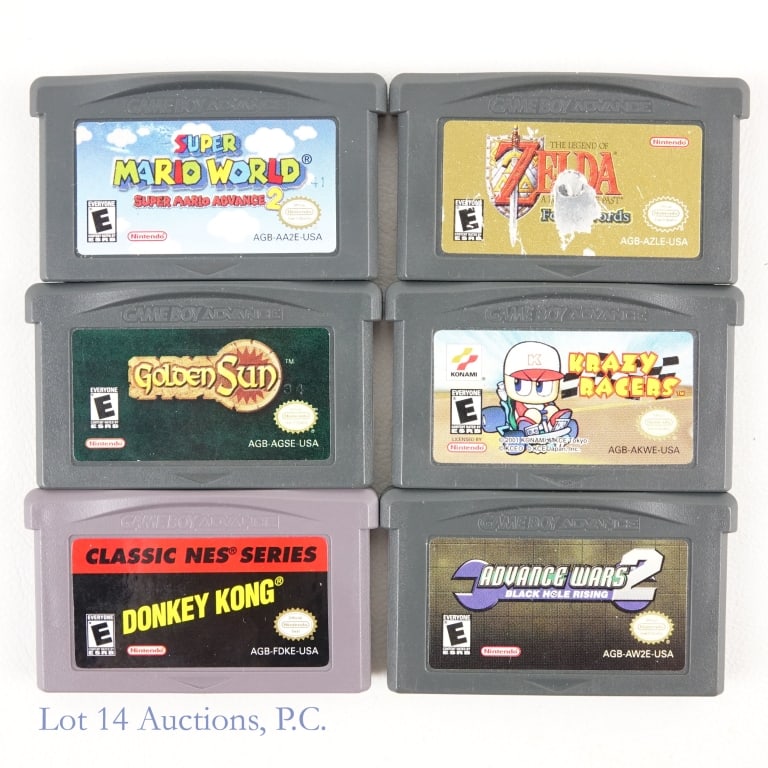 Game Boy Advance Games Mario, Zelda & More (6): Six (6) Game Boy Advance GBA game cartridges - Super Mario World Super Mario Advance 2, Donkey Kong, The Legend Of Zelda A Link To The Past And Four Swords, Golden Sun, Krazy Racers, and