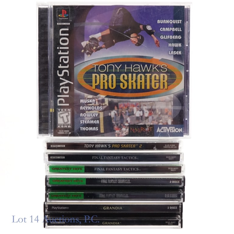 PlayStation 1 Games CIB (6): Six (6) PlayStation 1 games in original cases with booklets - Tony Hawk's Pro Skater, Tony hawk's Pro Skater 2, Final Fantasy Tactics (2 copies), Final Fantasy Chronicles (Final Fantasy IV &