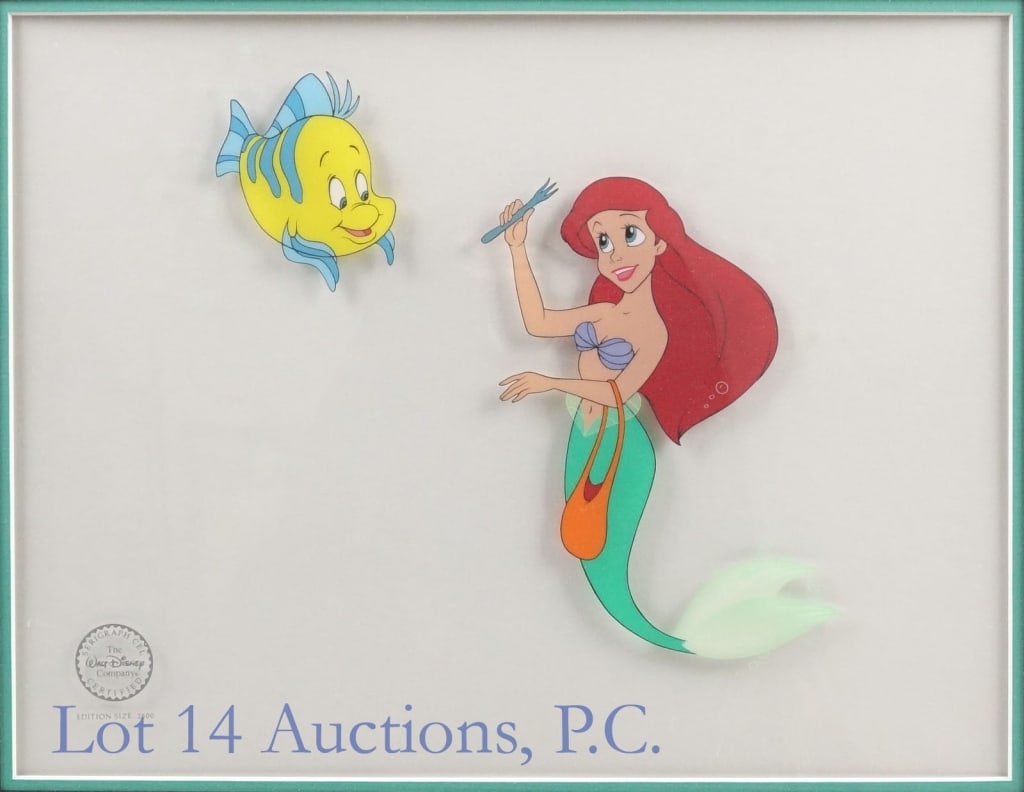 1991 Little Mermaid Framed Serigraph Cel: 1991 Little Mermaid framed serigraph cel. Frame measures approximately 20 3/8" x 17 3/8".