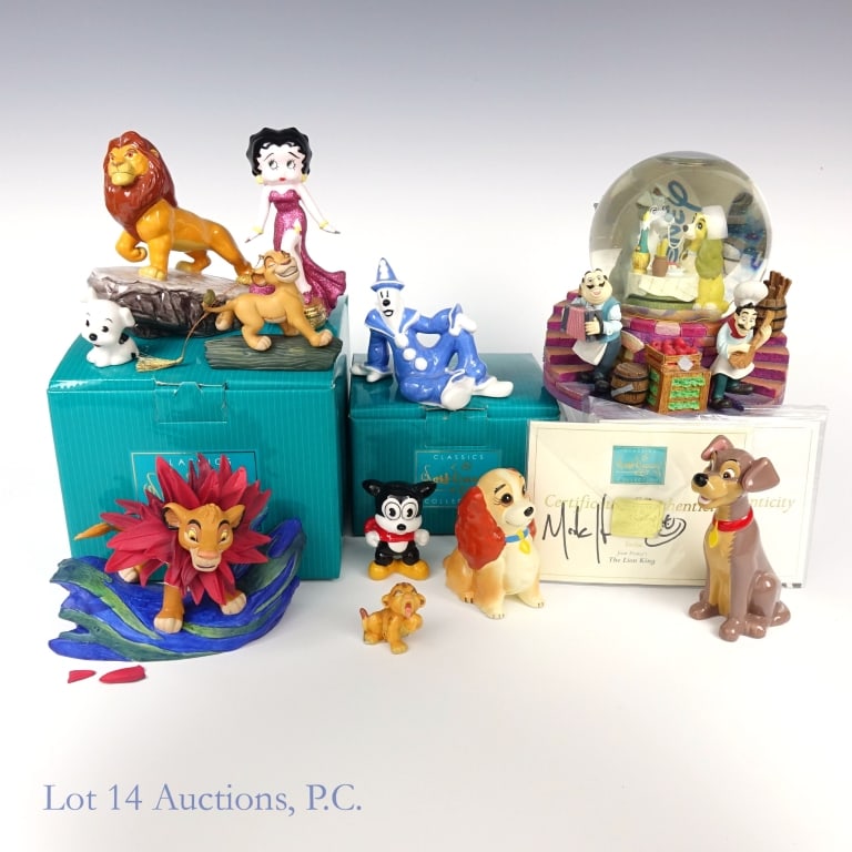 Lady & Tramp Betty Boop Lion King Collectibles, 11: Bella Notte - Lady And The Tramp musical snow globe ** Lady figurine ** Tramp figurine ** Betty Boop figurine ** Koko The Clown figurine ** Pudgy figurine ** Bimbo figurine ** Little King, Big