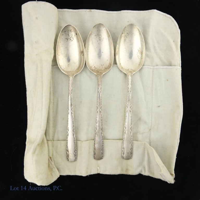 3 Gorham Sterling "Camellia" Serving Spoons - 4