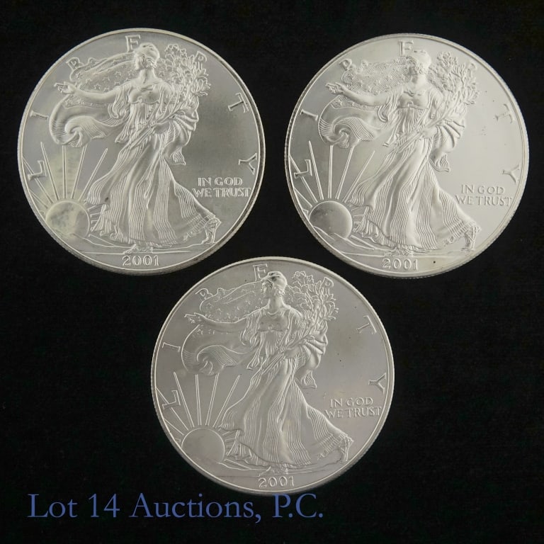 2001 (W) American Silver Eagle $1 Bullion (BU), 3 (1 of 2)