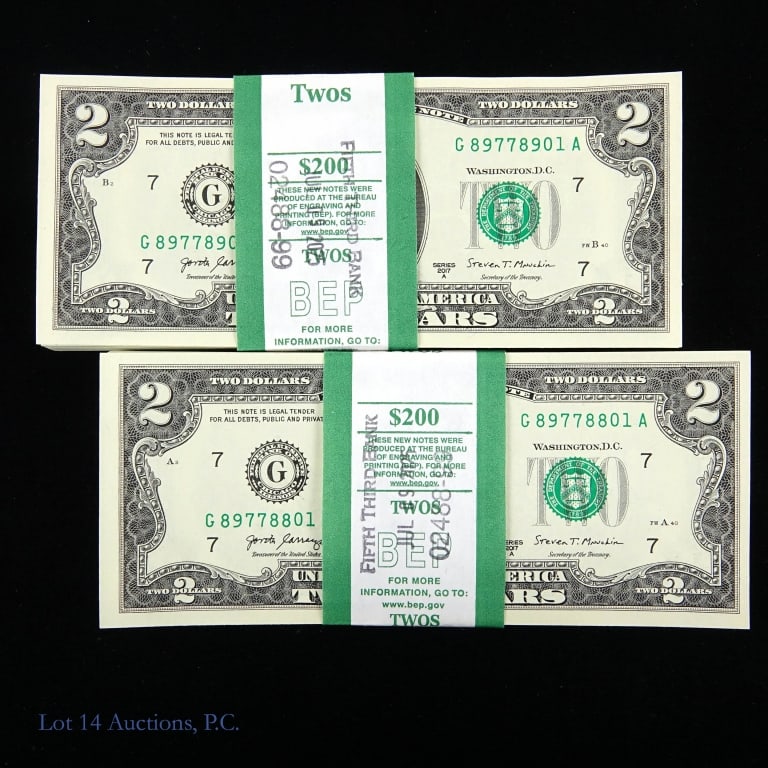 2017-A $2 Fed Reserve Notes CU Consec. S/Ns (200) (1 of 5)