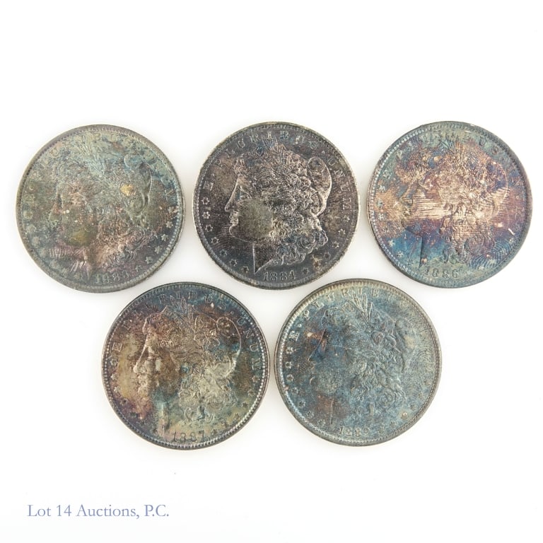 1883 - 1889 USA 90%-Silver Morgan Dollar Set (5) - 2