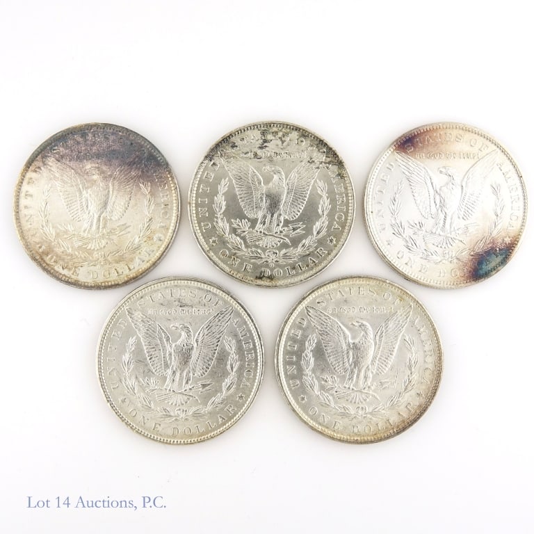 1883 - 1889 USA 90%-Silver Morgan Dollar Set (5) - 3